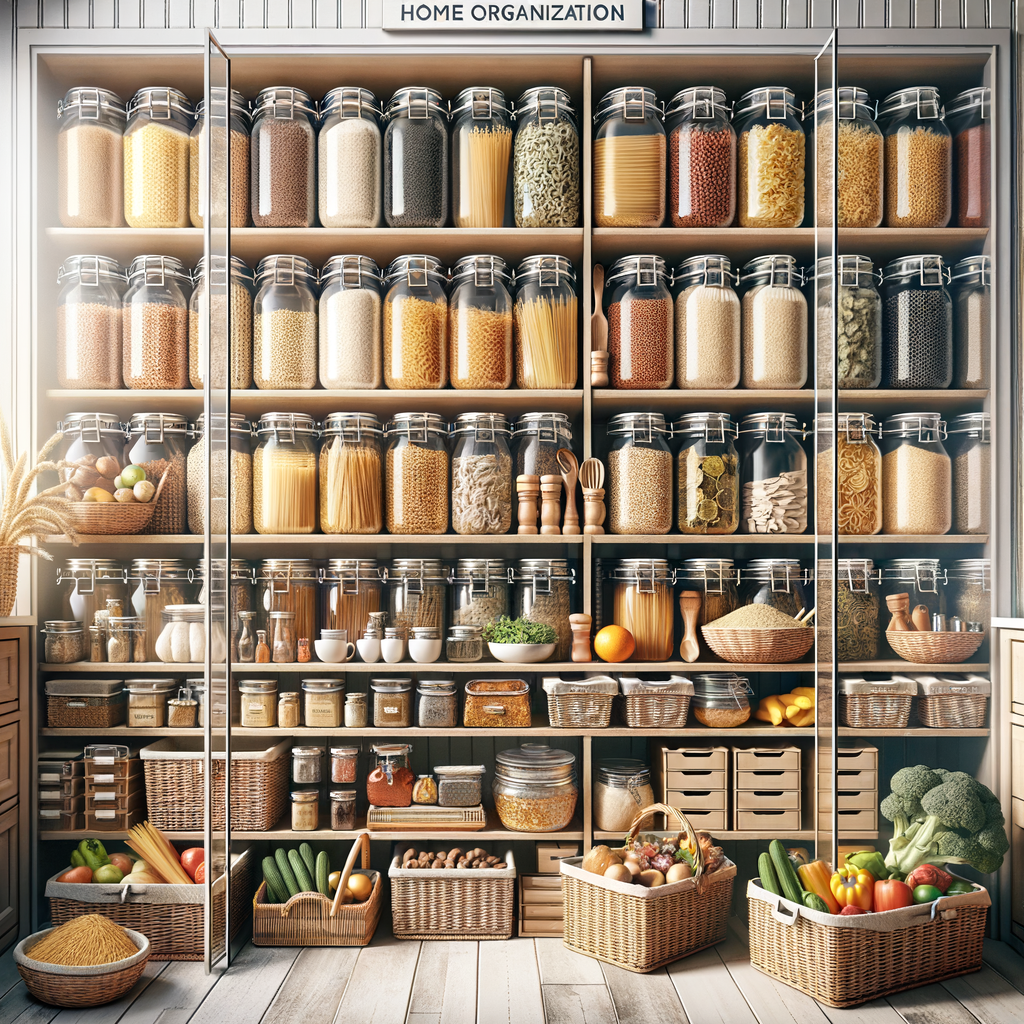 Example of pantry organization tips for efficient cooking methods, featuring labeled containers, efficient pantry layout, and strategic placement of essentials for home cooking efficiency.