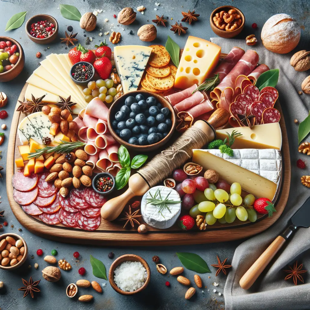 DIY charcuterie board filled with a variety of ingredients for parties, showcasing easy charcuterie board ideas and tips for beginners on creating the perfect holiday charcuterie board presentation.