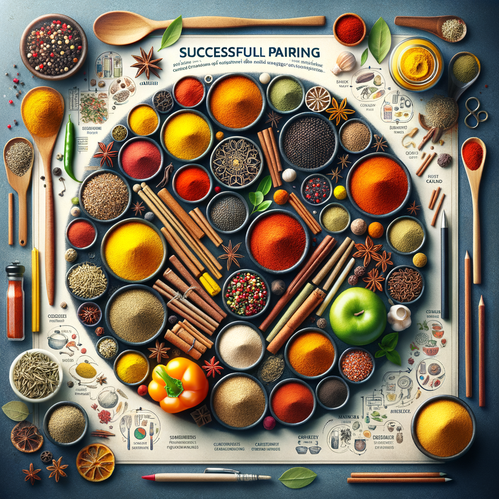 Variety of colorful spices from around the world, with spice pairing tips and blends for maximizing flavor in cooking, illustrating practical spice usage in a kitchen setting for the World of Spices article.